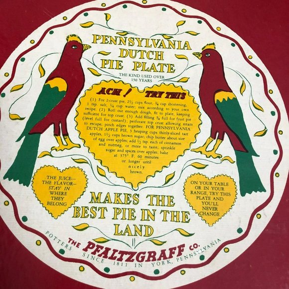 Pennsylvania Dutch Pie Plate Pfaltzgraff Pottery 9" NOS Original Box - Picture 5 of 6